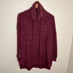 Zenana Burgundy Oversized Cowl Neck Long Sleeve Pullover XS